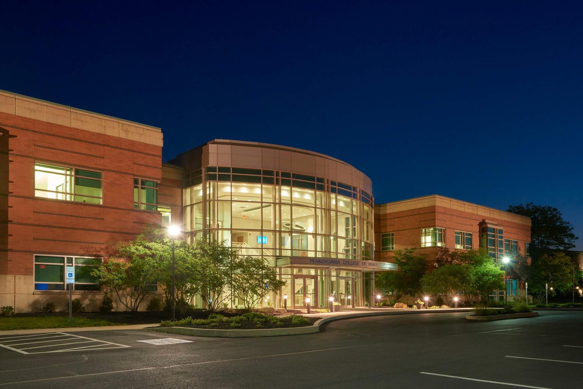 Night Shot of the Main Entry of Building 1